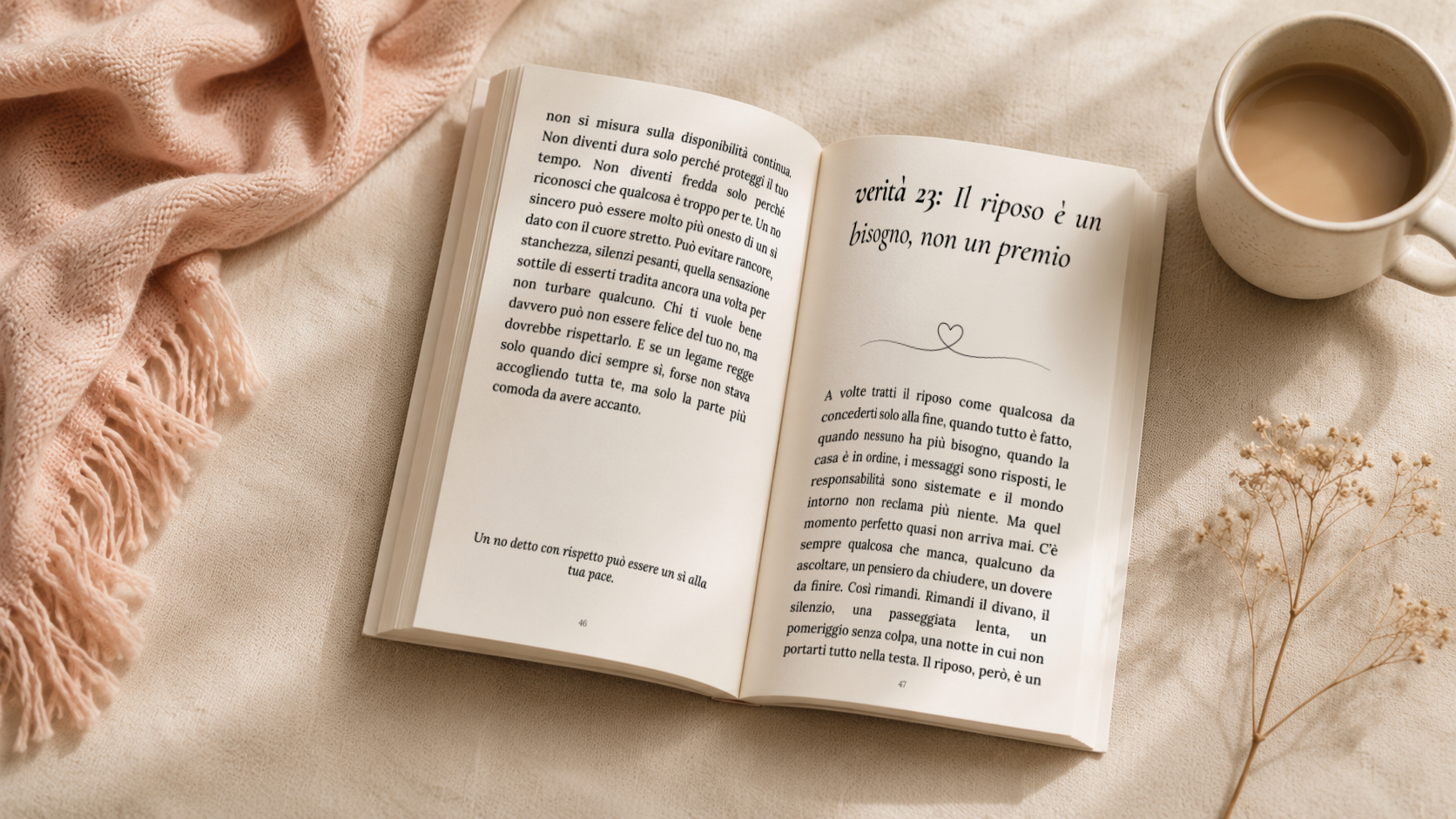 Libro “Per te che sei stanca di essere forte” aperto sulle Verità 22 e 23.